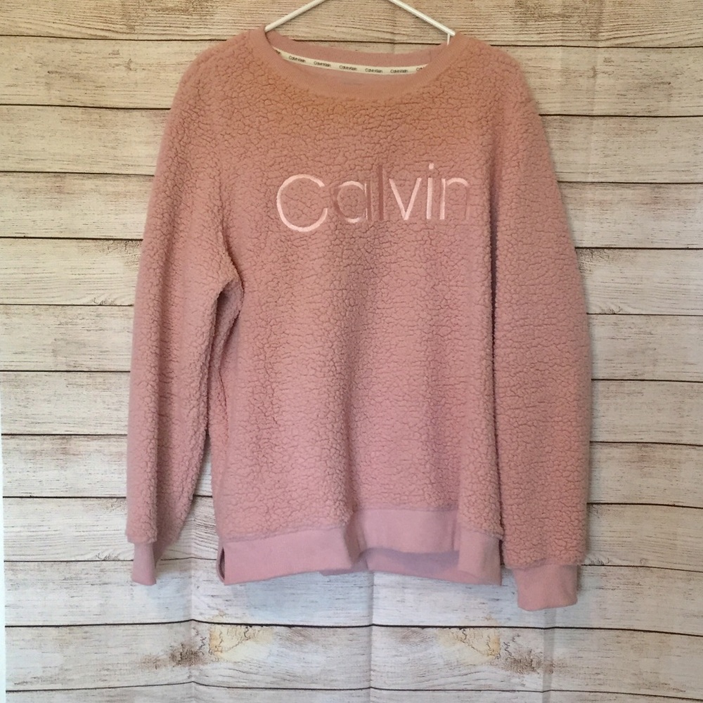 Calvin Klein Sherpa Sweater Blush Pink XL